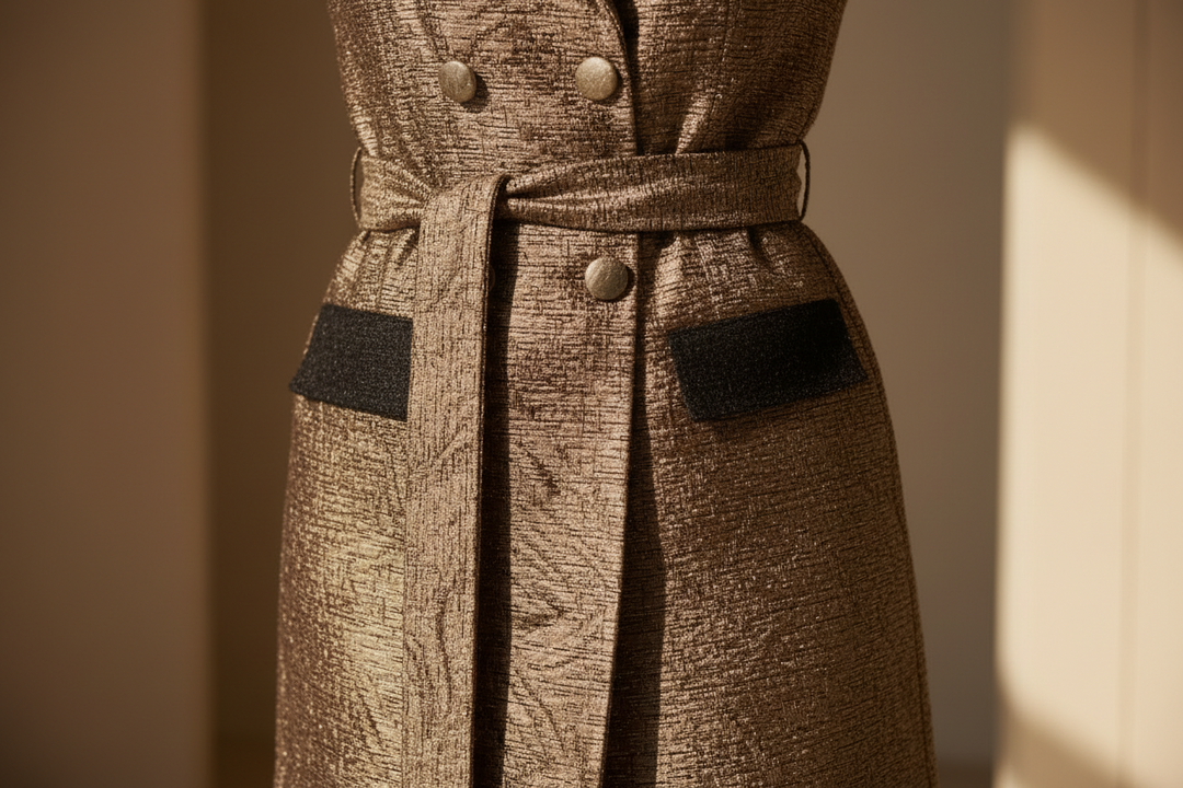 Rose Gold Soft Laminated Jacquard Dress