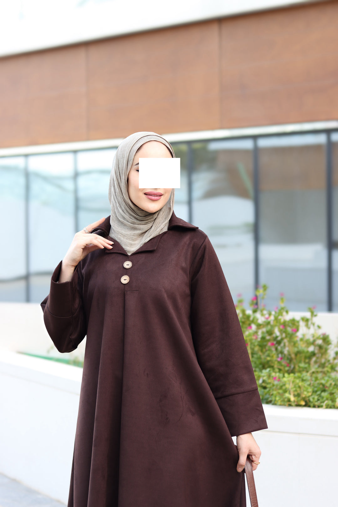 Amber Veil Chamois Dress