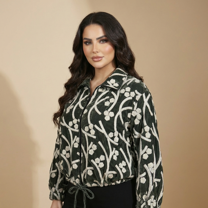 Emerald Velvet Embroidered Jacket