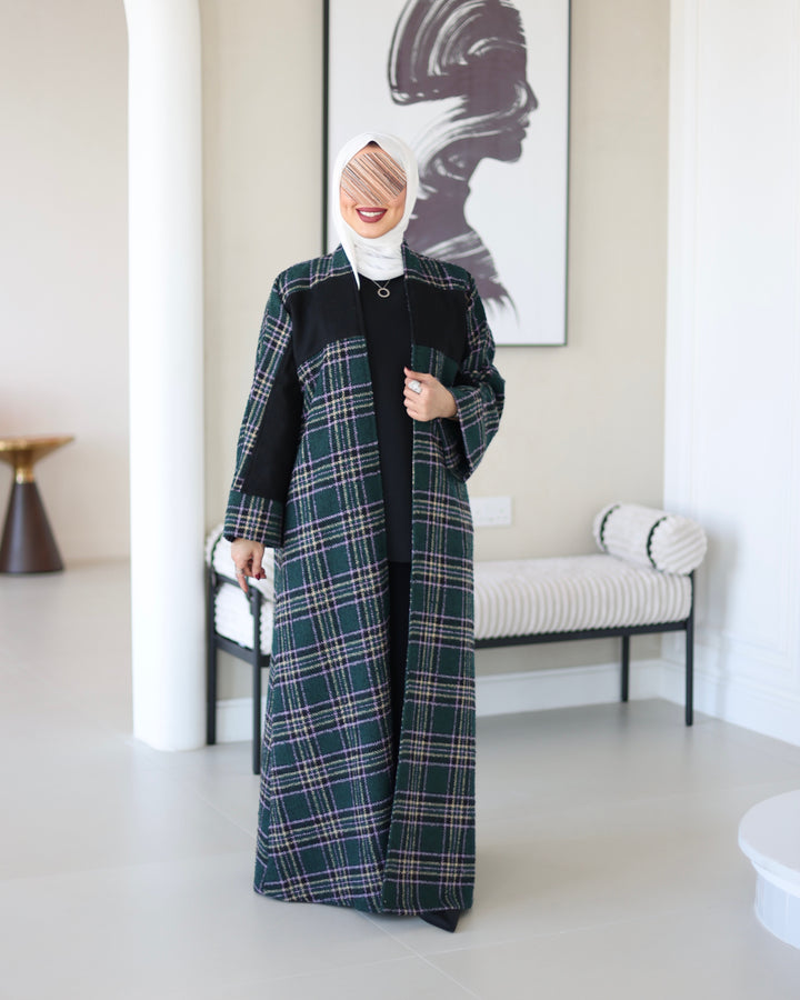 Green Plaid Wool Jacket Bisht