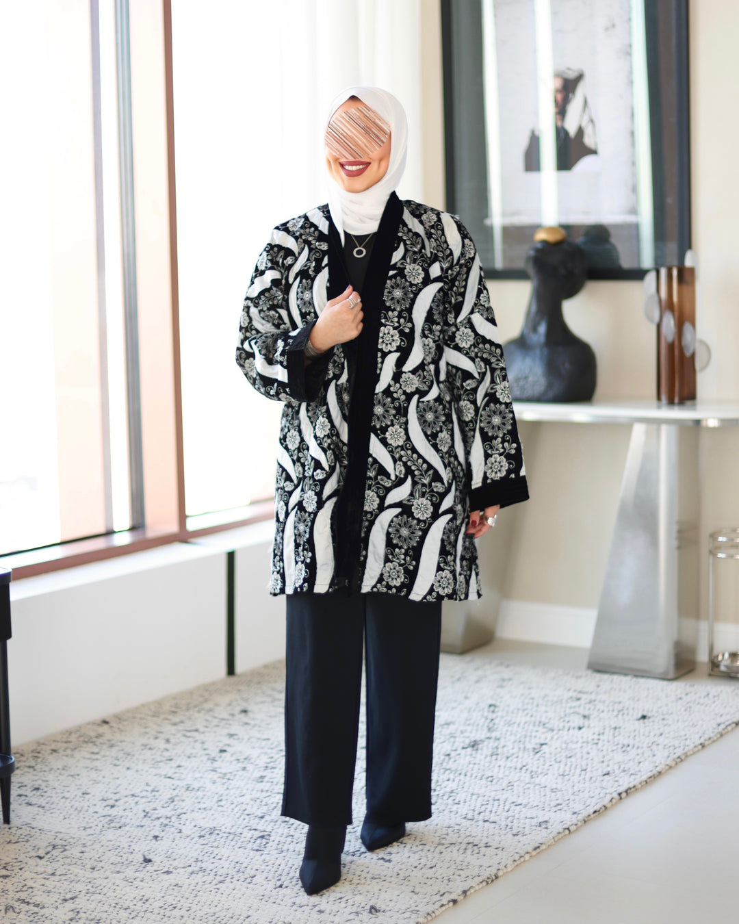 Embroidered Velvet Jacket - Floral Statement Piece