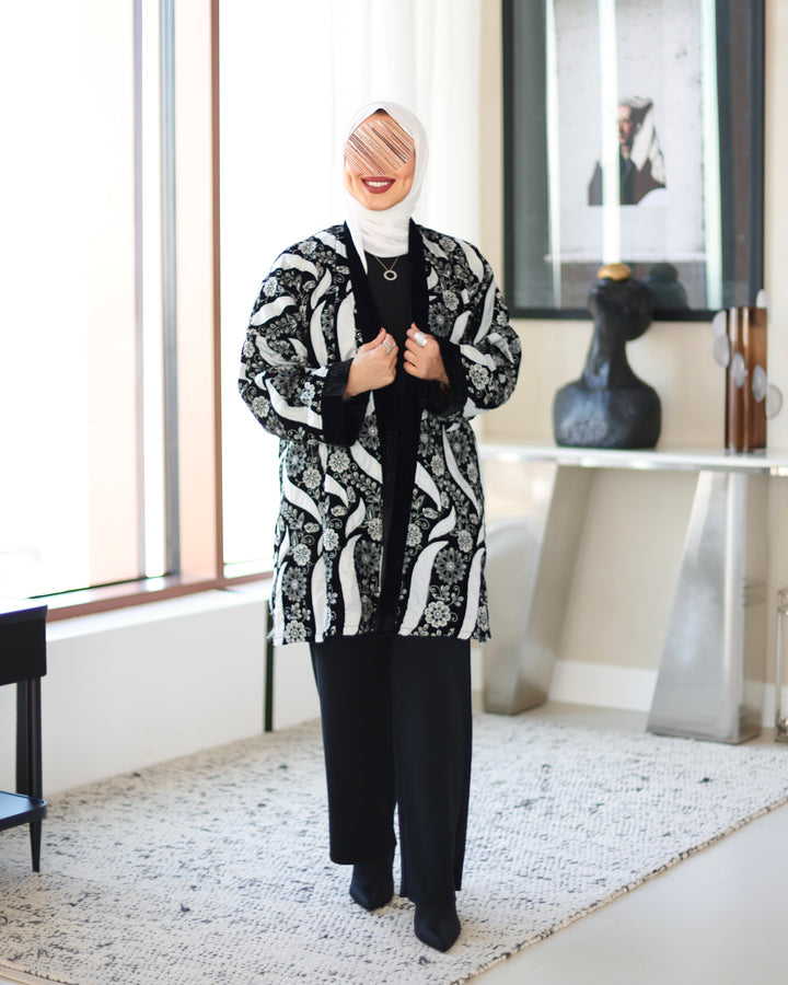 Embroidered Velvet Jacket - Floral Statement Piece