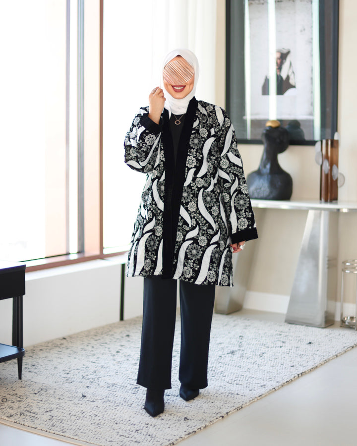 Embroidered Velvet Jacket - Floral Statement Piece