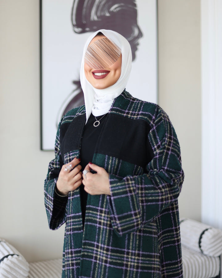 Green Plaid Wool Jacket Bisht