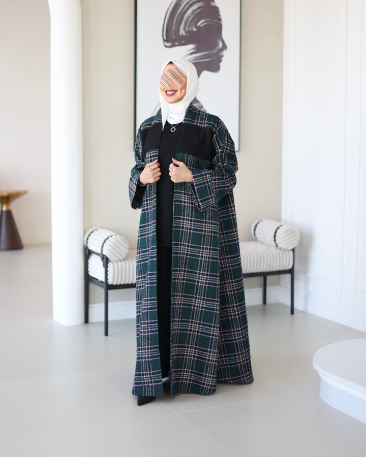 Green Plaid Wool Jacket Bisht