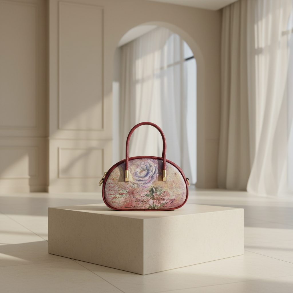 Bag on display pedestal