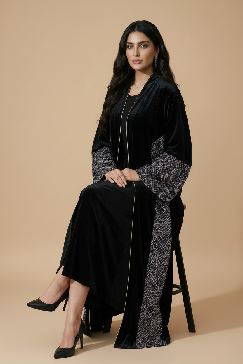 Black Abaya Seated