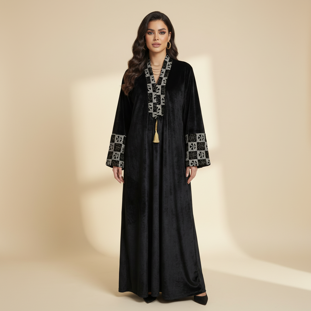Black Velvet Abaya - 1:1 Square Format