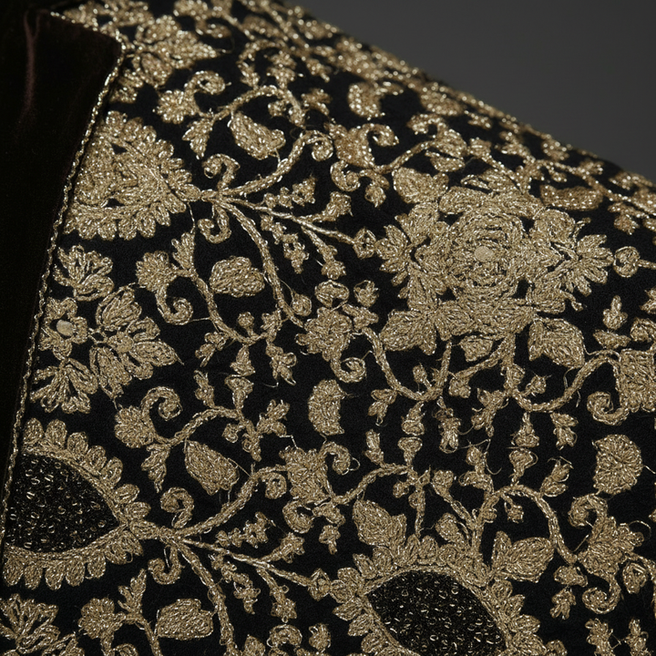 Close-up of gold embroidery craftsmanship