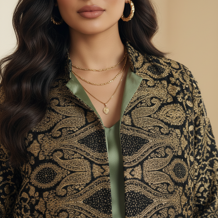 Emerald Green Embroidered Full Set - 2 pcs