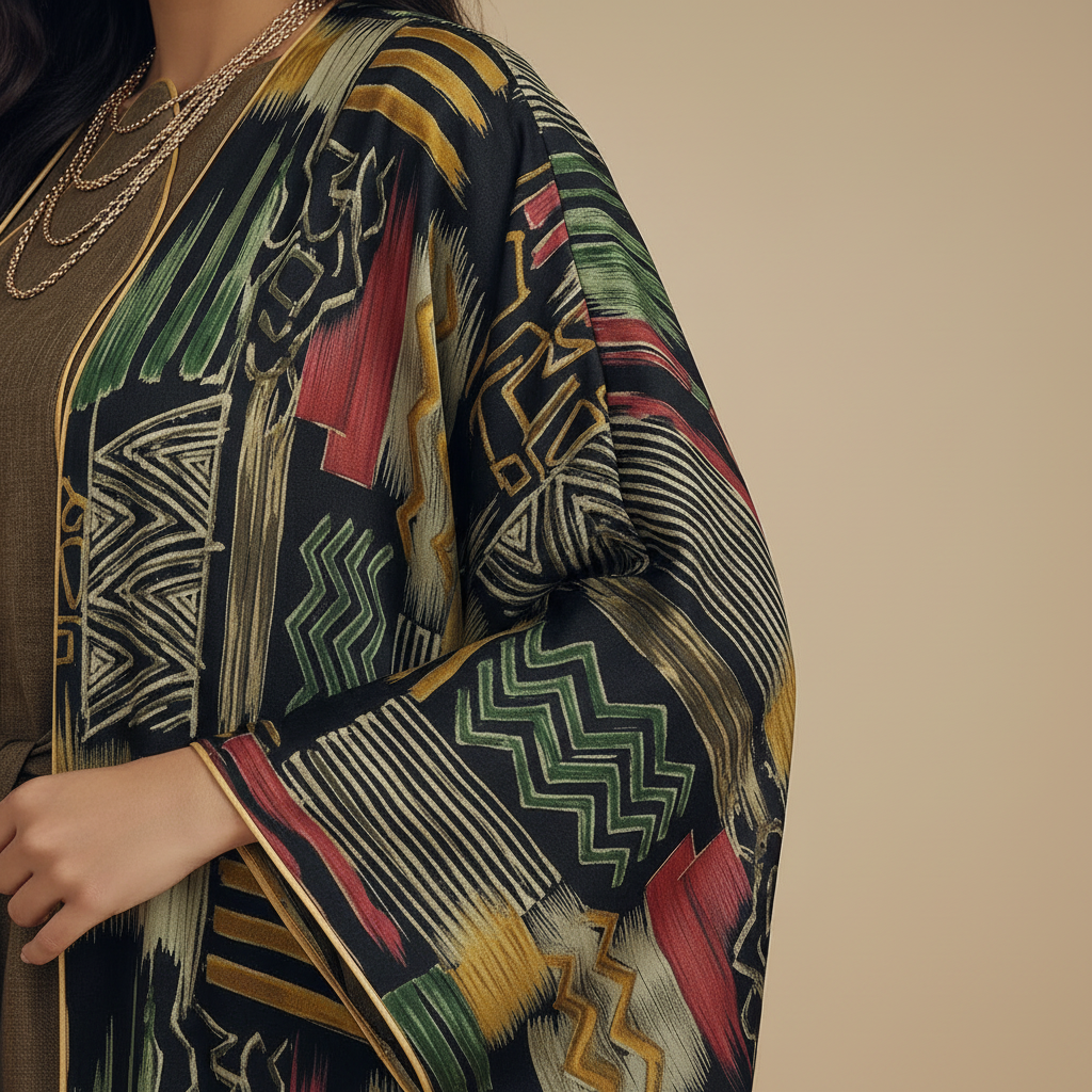 Close-up of sleeve with geometric patterns