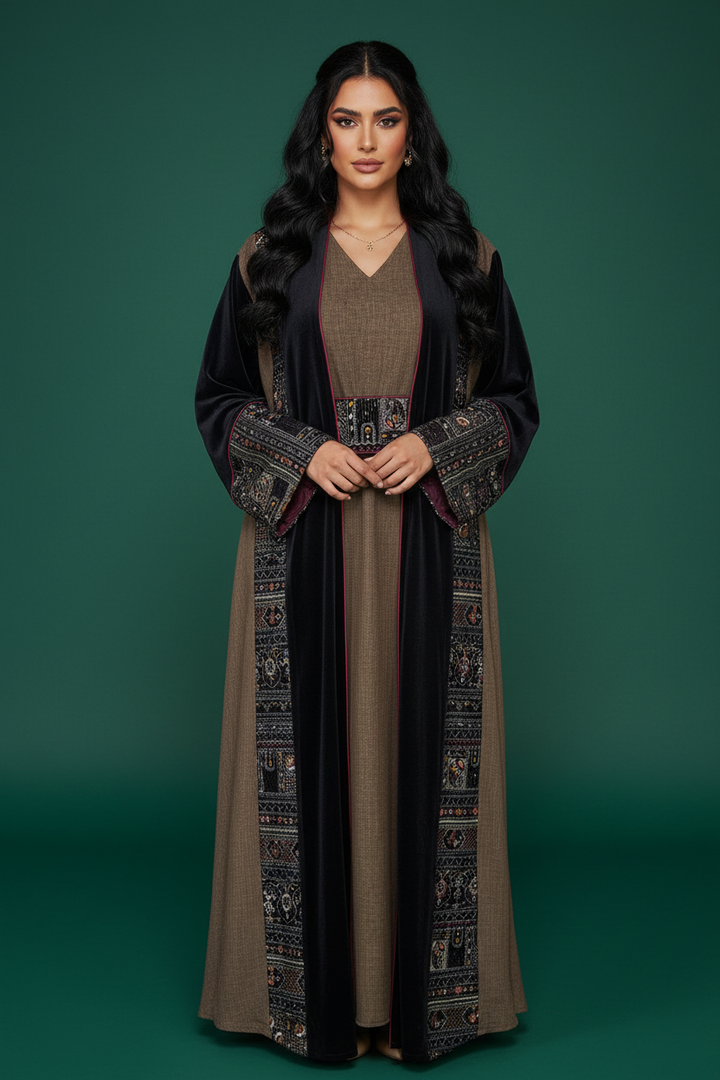 Luxury Daraa Embroidery Set - Black Velvet