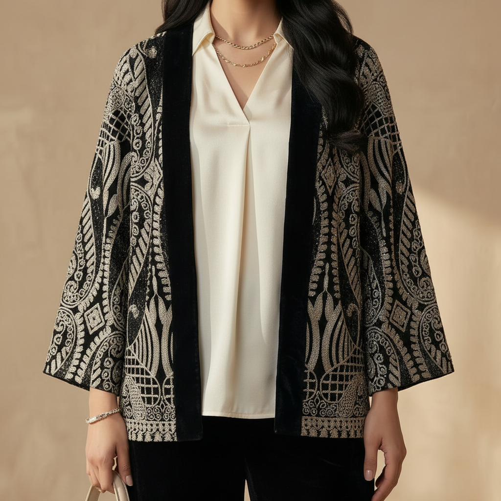 Detail shot of embroidered jacket