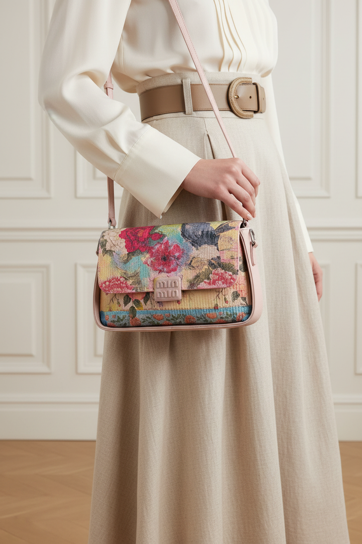 Floral Bird Bag with Model - No Face