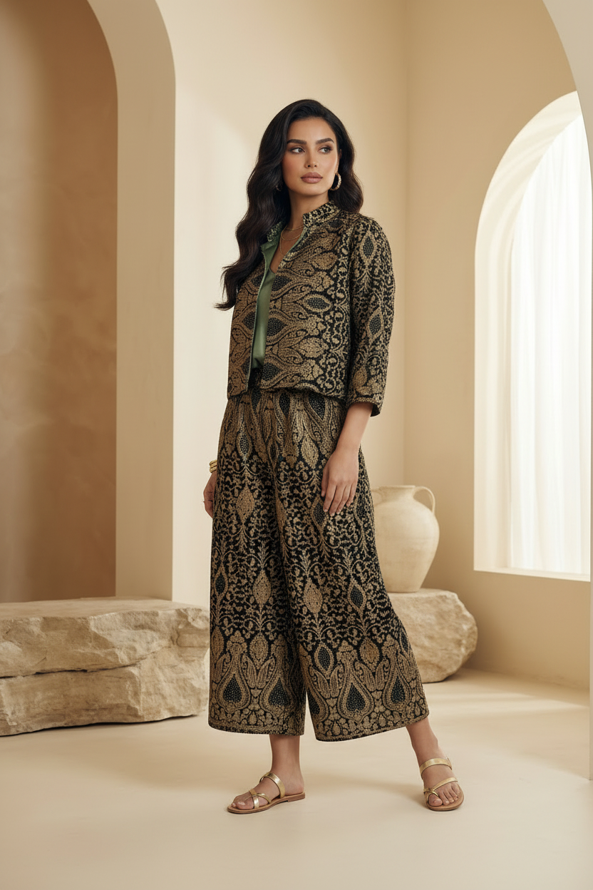 Emerald Green Embroidered Full Set - 2 pcs