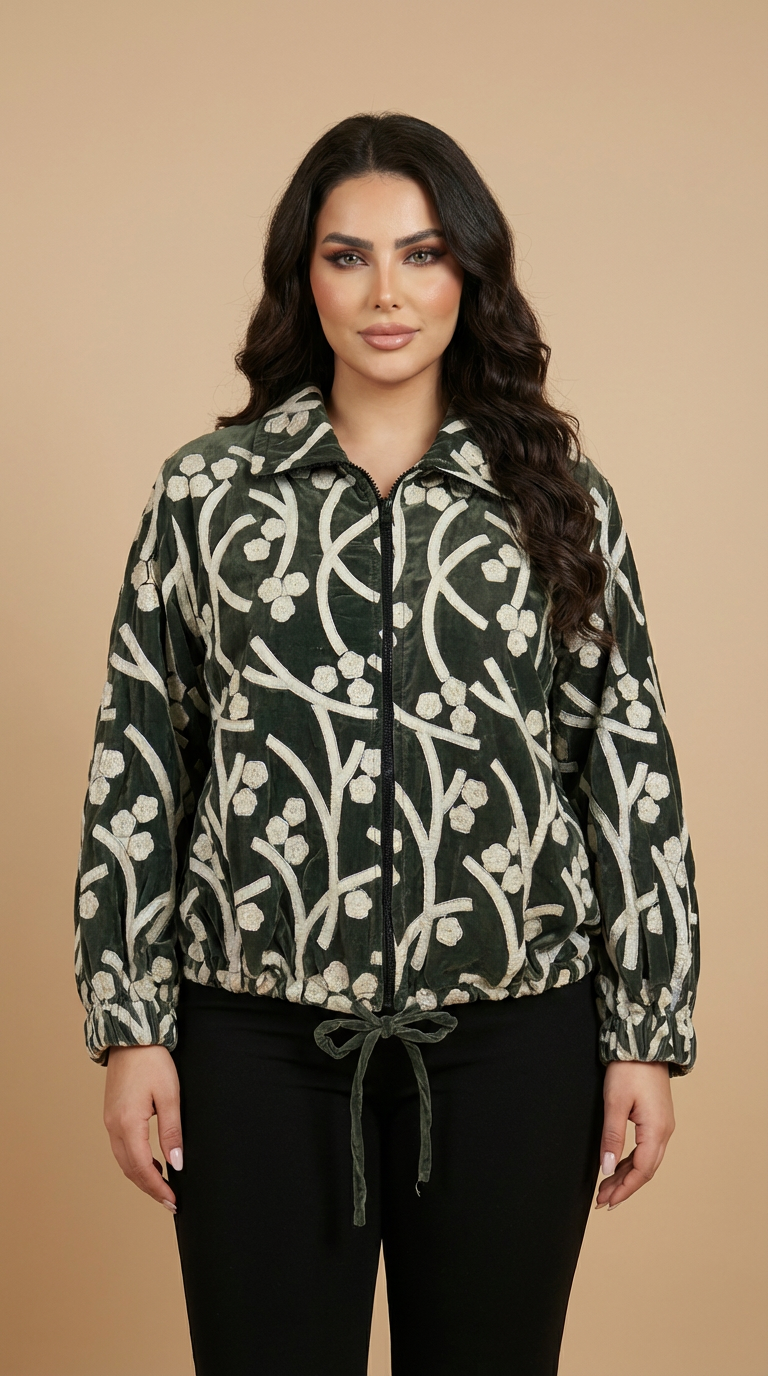 Emerald Velvet Embroidered Jacket
