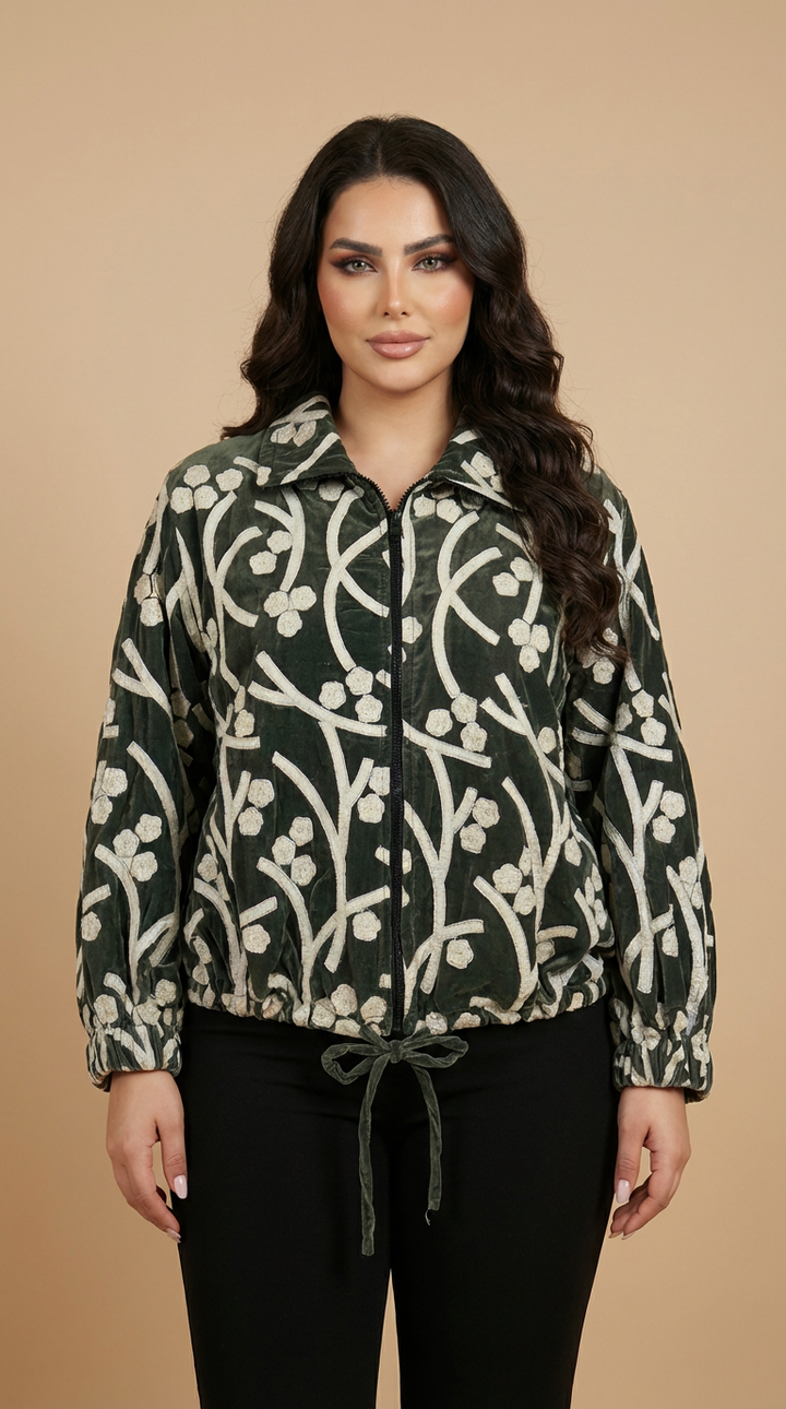 Emerald Velvet Embroidered Jacket