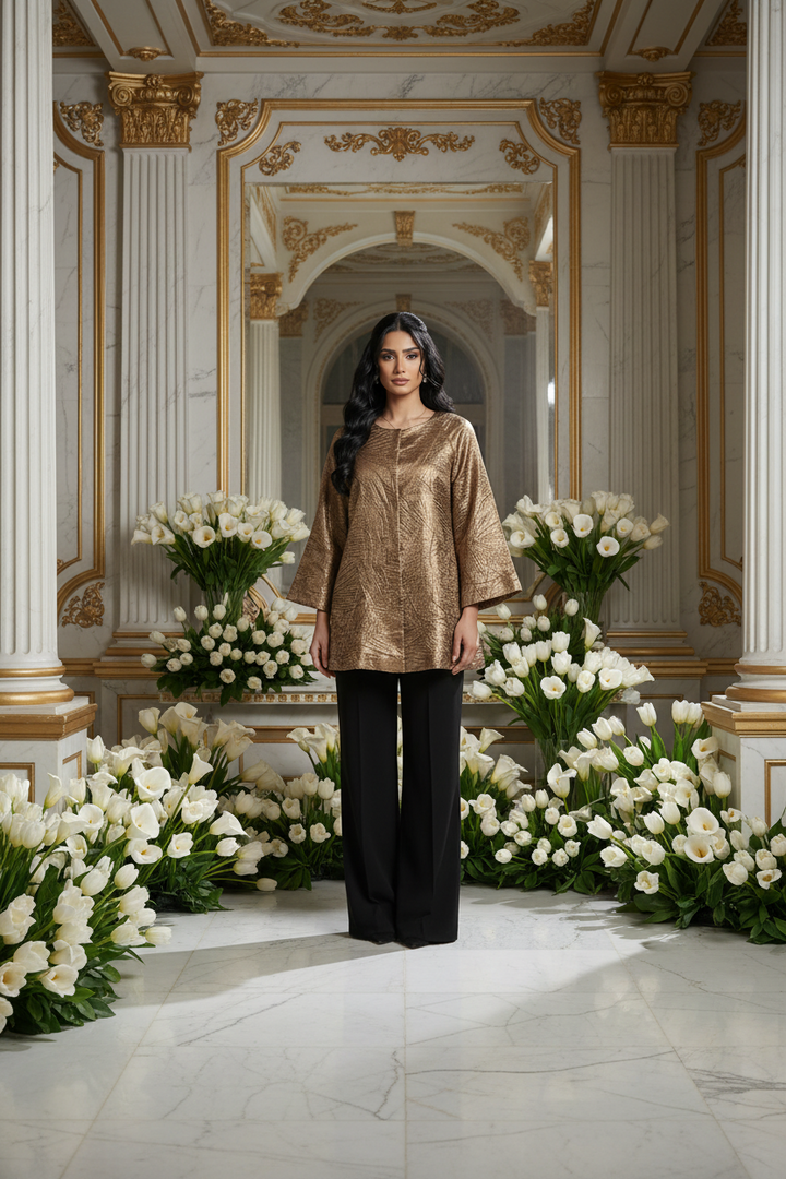 Rose Gold Jacket - Laminated Jacquard