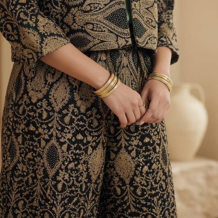 Emerald Green Embroidered Full Set - 2 pcs