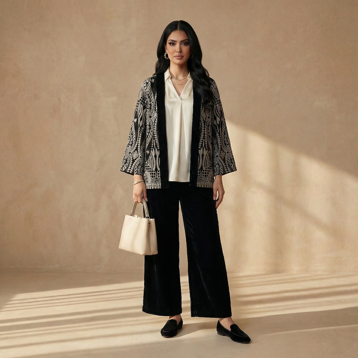 Velvet Embroidery Set in Black