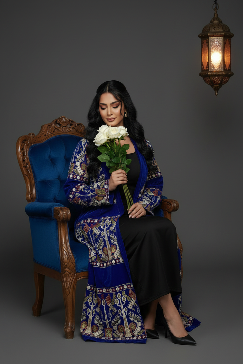 Holding and smelling flowers