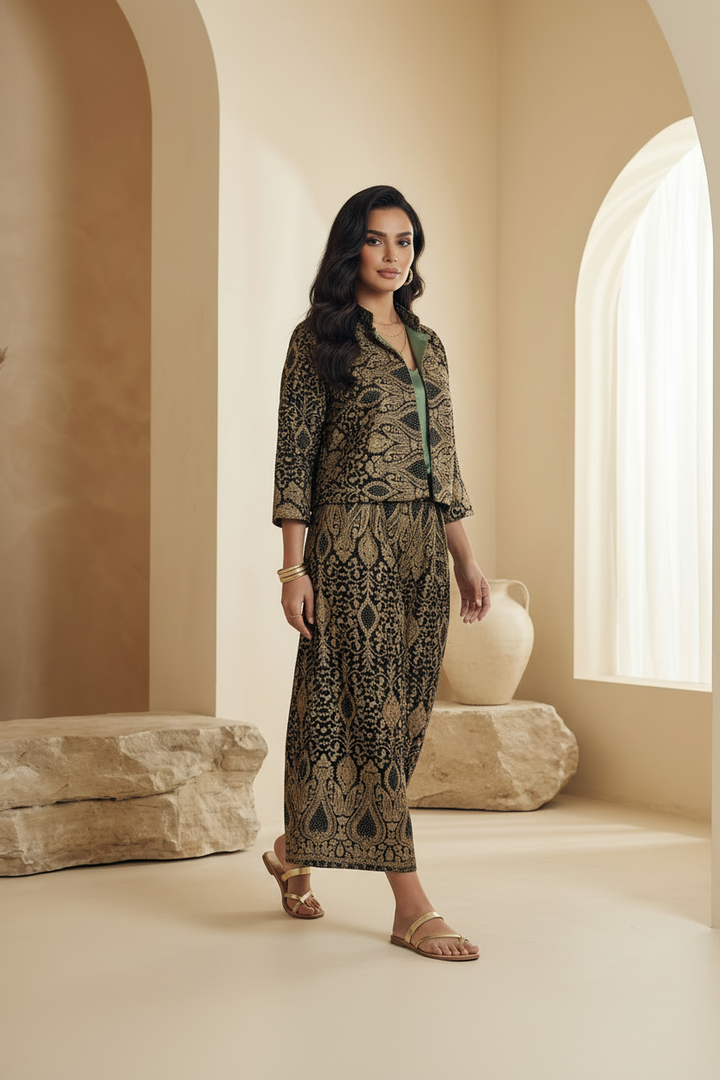 Emerald Green Embroidered Full Set - 2 pcs