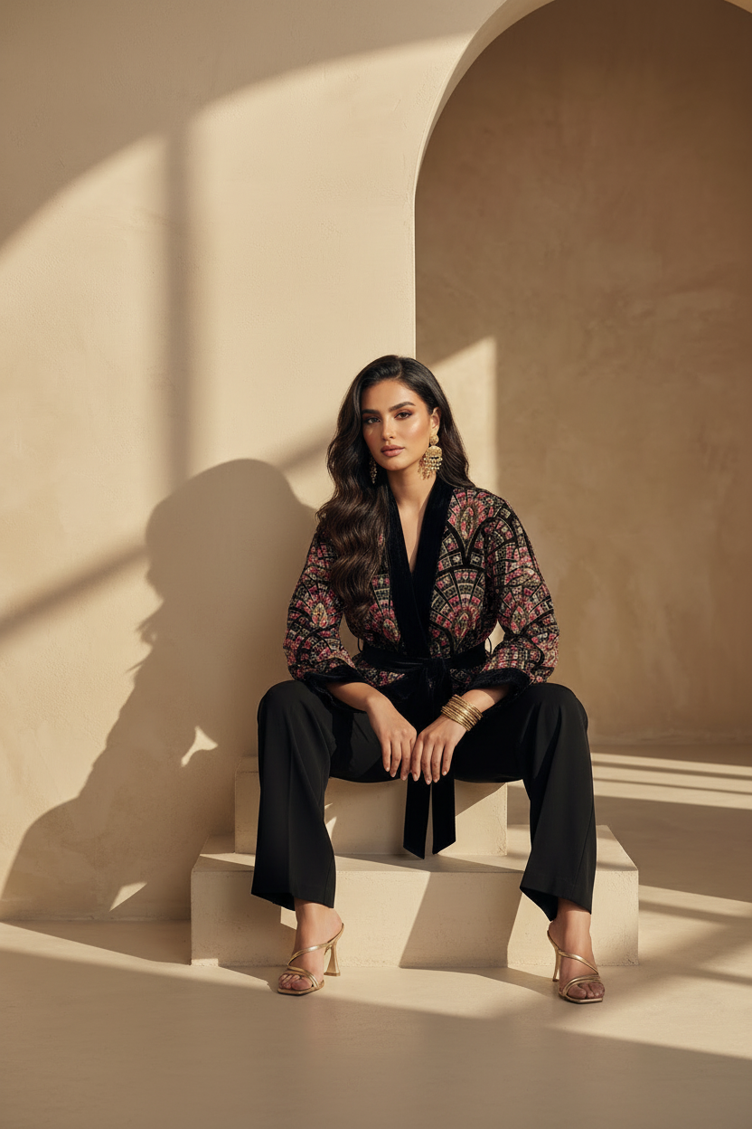 Indian Premium Velvet Embroidery Jacket