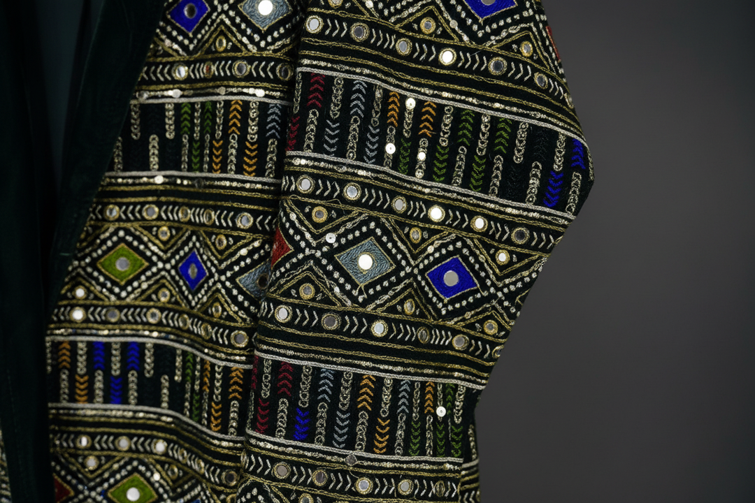 Macro sleeve embroidery detail