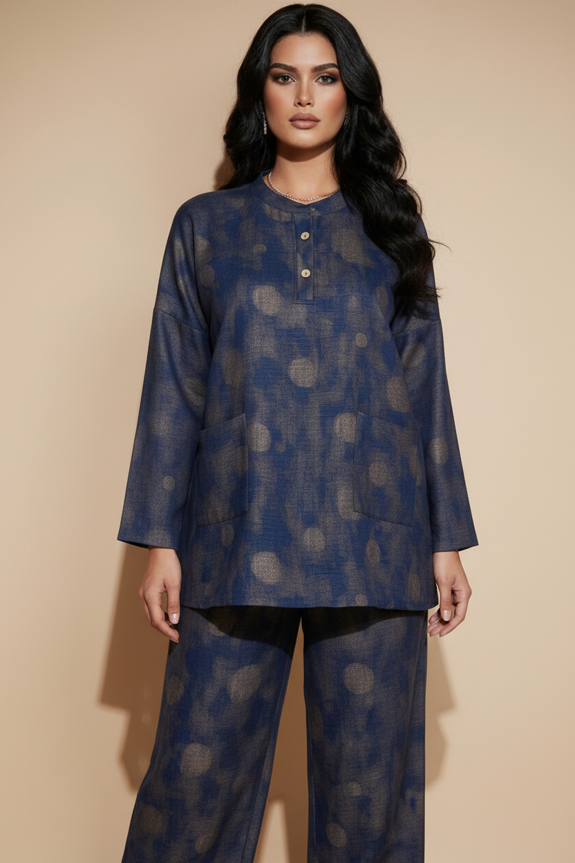 طقم كتان فاخر | بلوزة وبنطلون