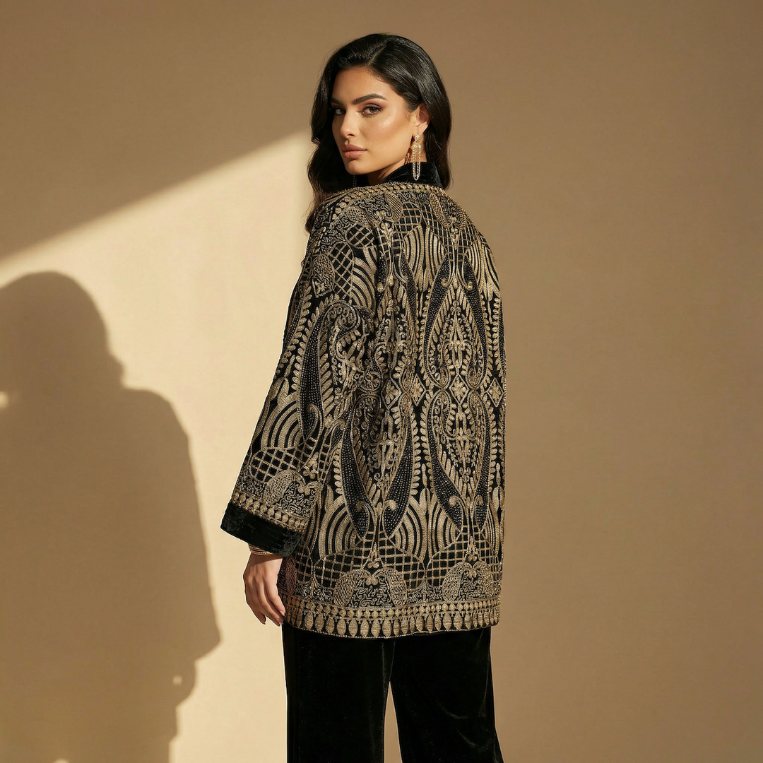 Black Velvet Embroidered 3-Piece Set