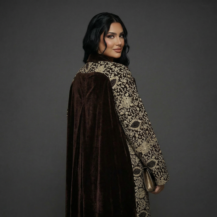 Dark Brown Velvet Bisht