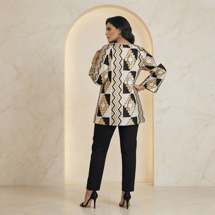 Beige Gold White Embroidered 2-Piece Full Set