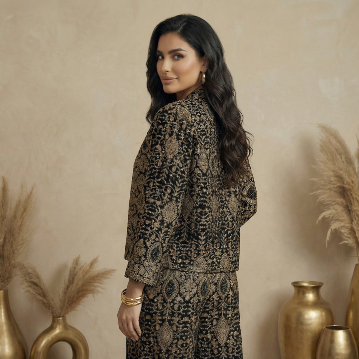 Black Embroidered Full Set - 2 pcs