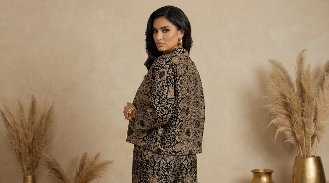 Black Embroidered Full Set - 2 pcs