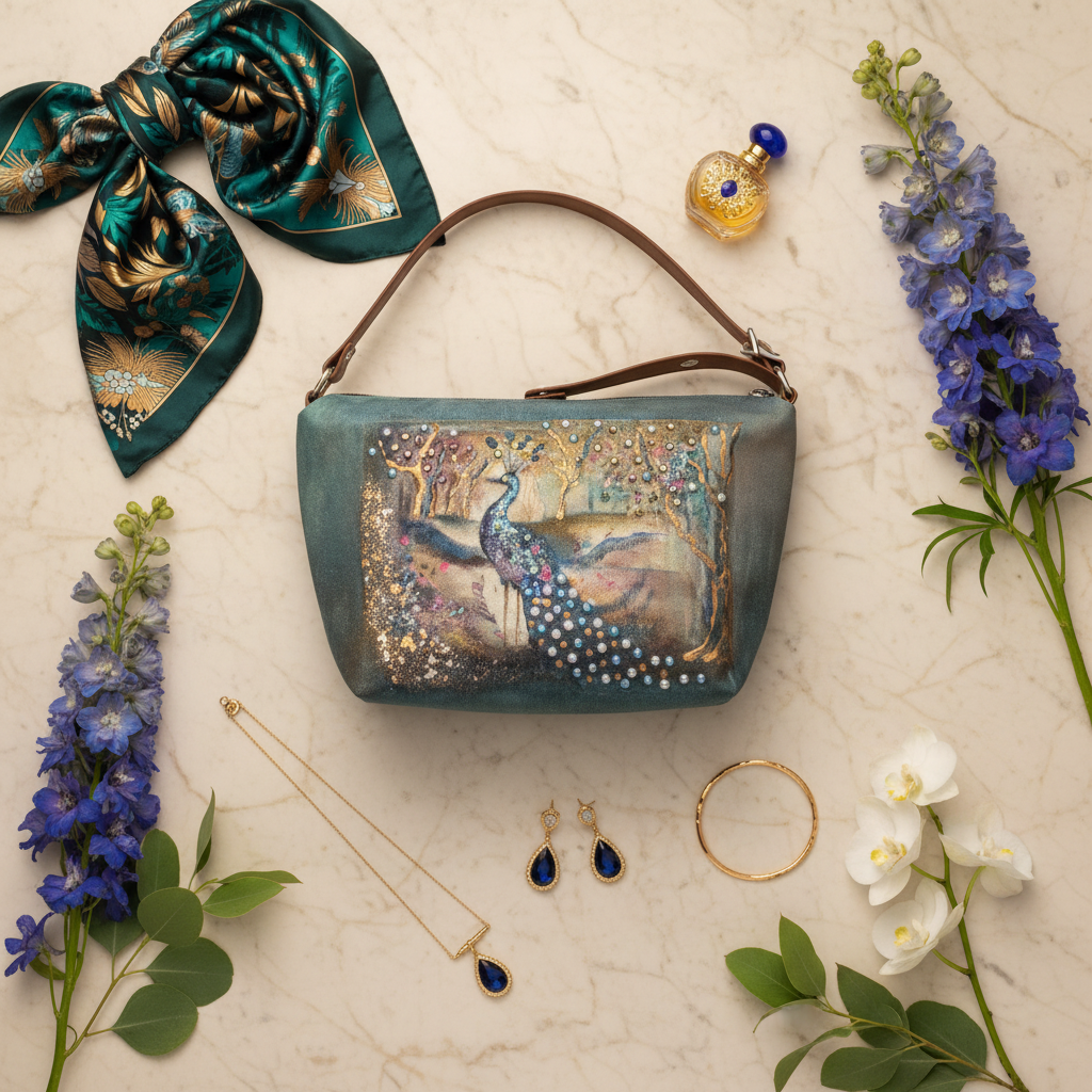 Peacock Bag - Flat Lay