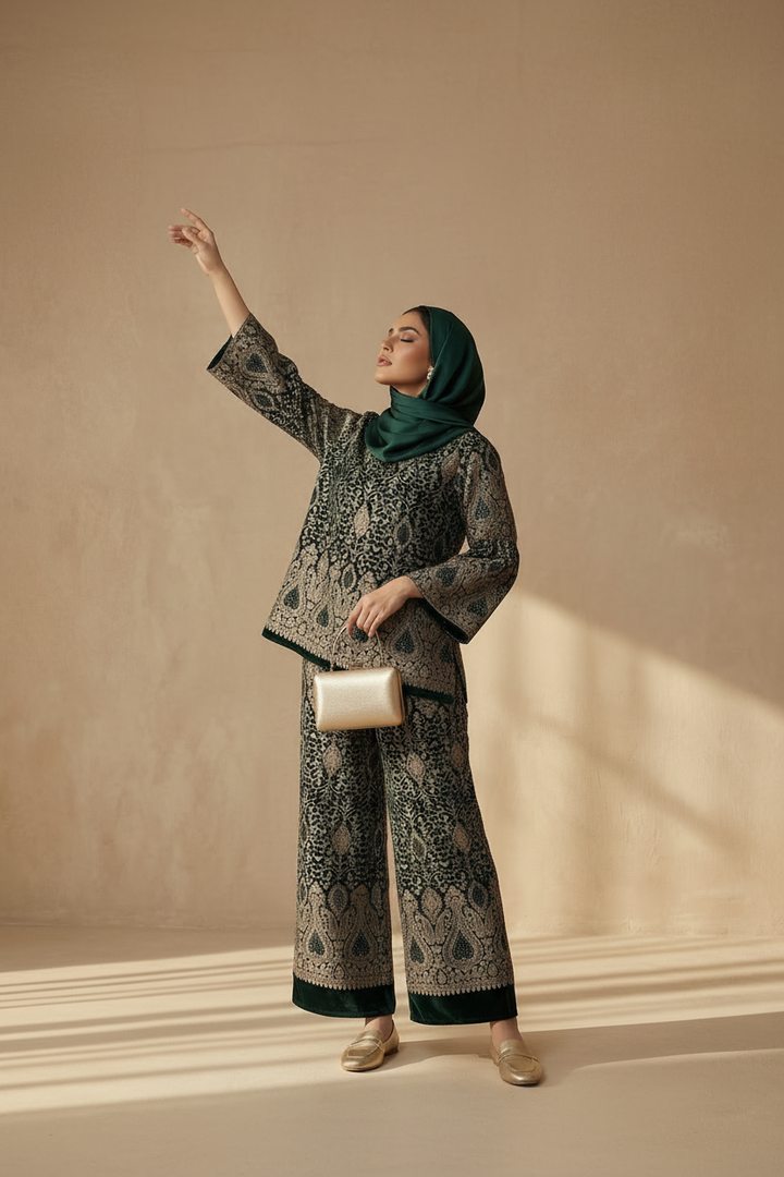 Reaching upward pose