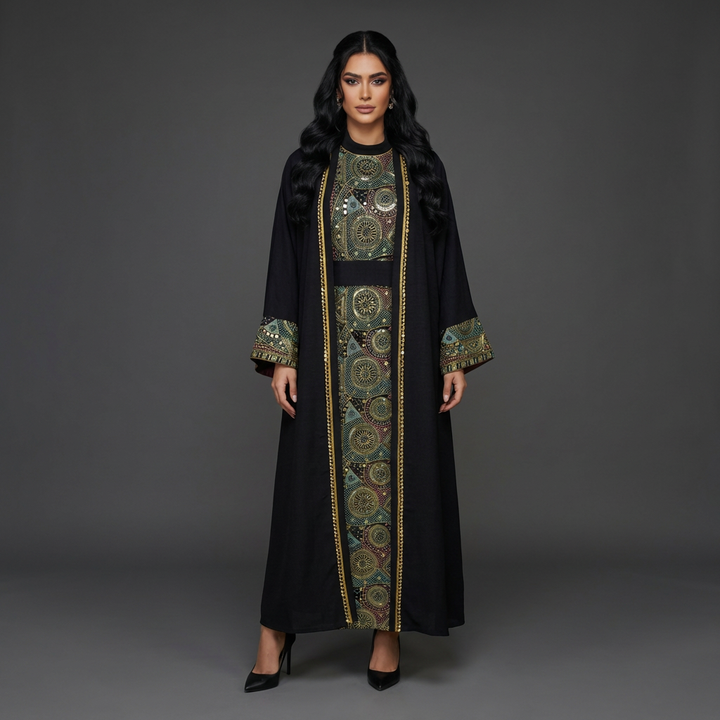 Daraa Twins Set Linen - Embroidery - Black