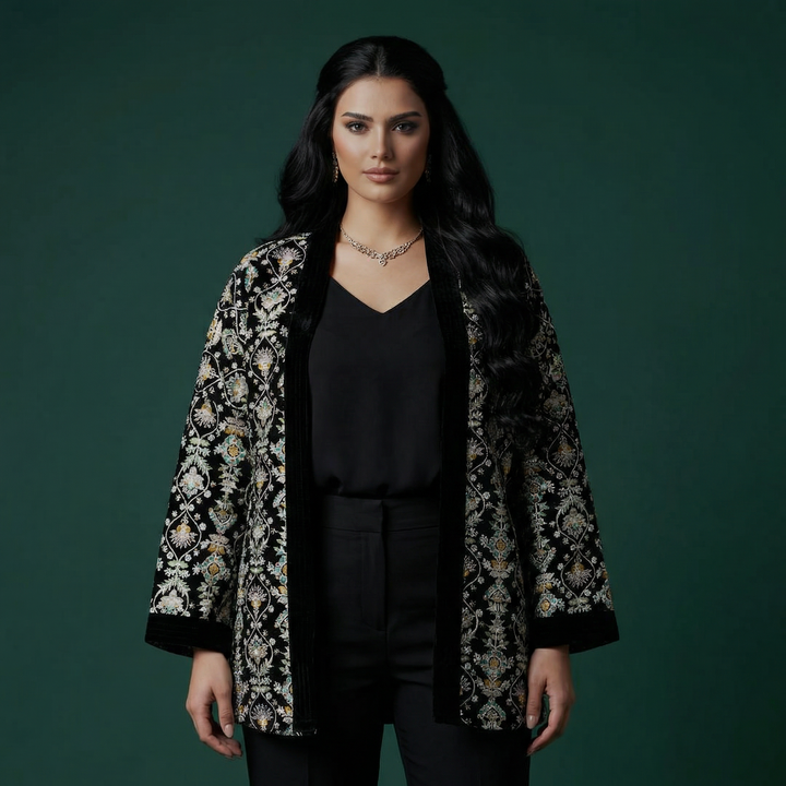 Black Velvet Embroidered Jacket