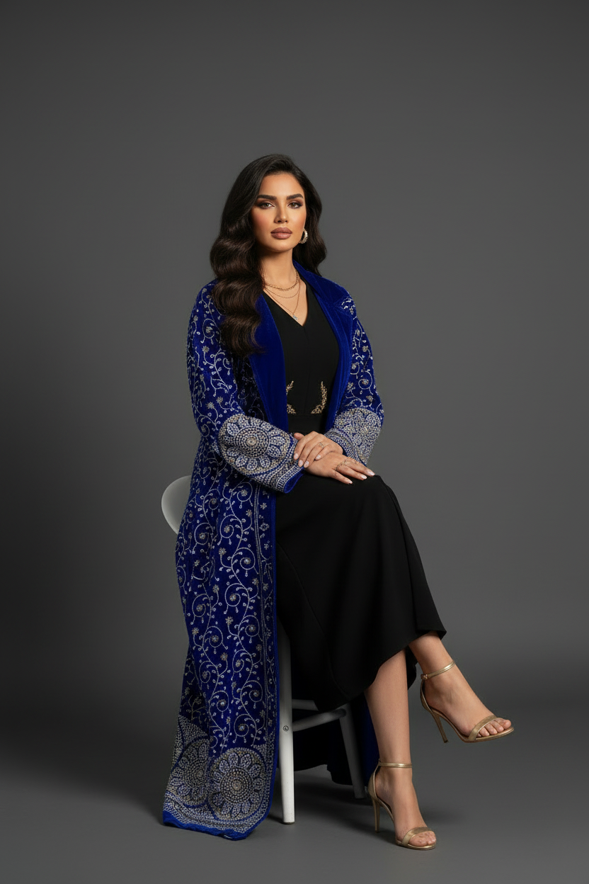 Royal Blue Bisht Seated