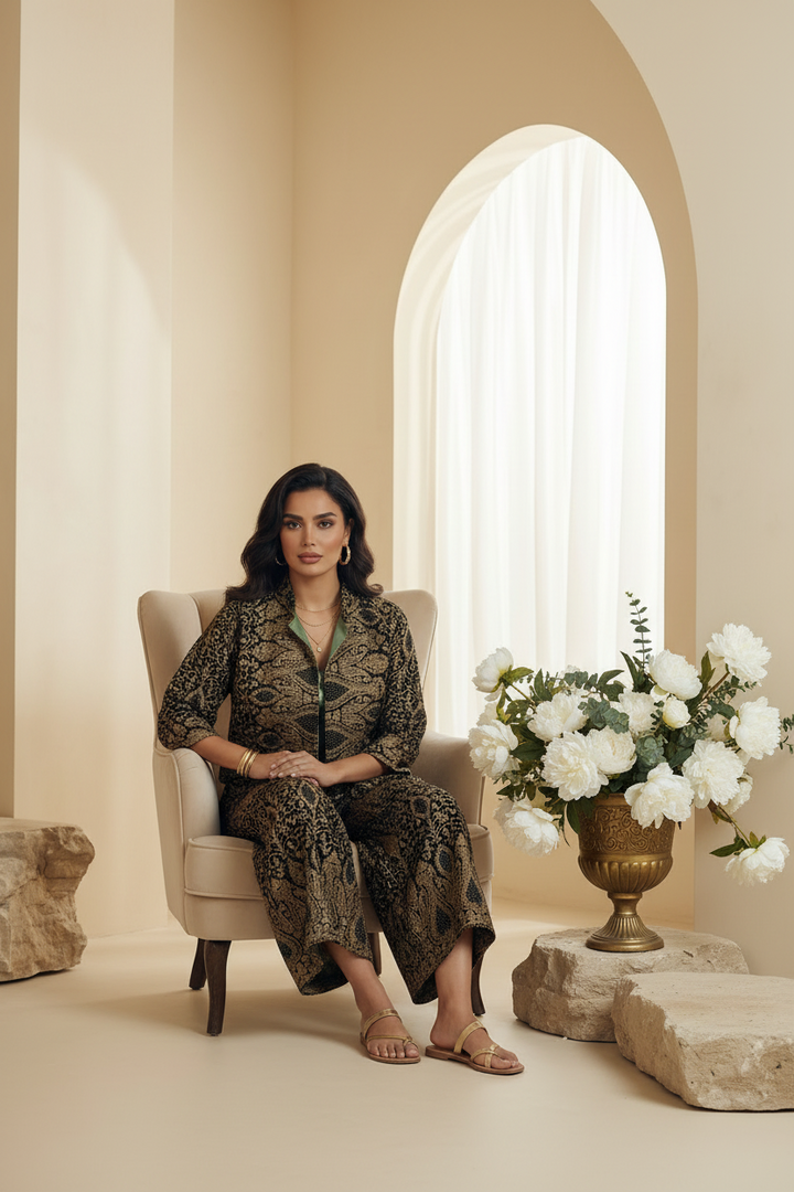 Emerald Green Embroidered Full Set - 2 pcs