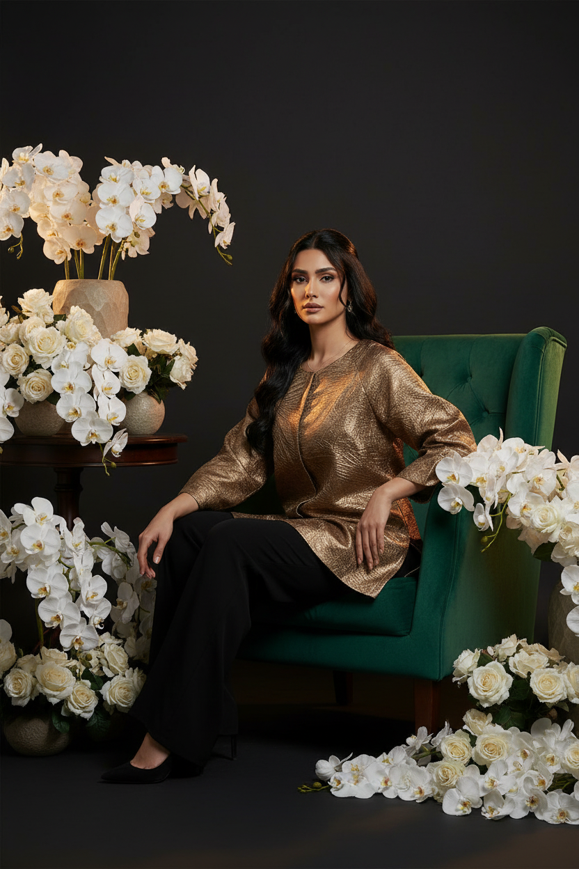 Rose Gold Jacket - Laminated Jacquard