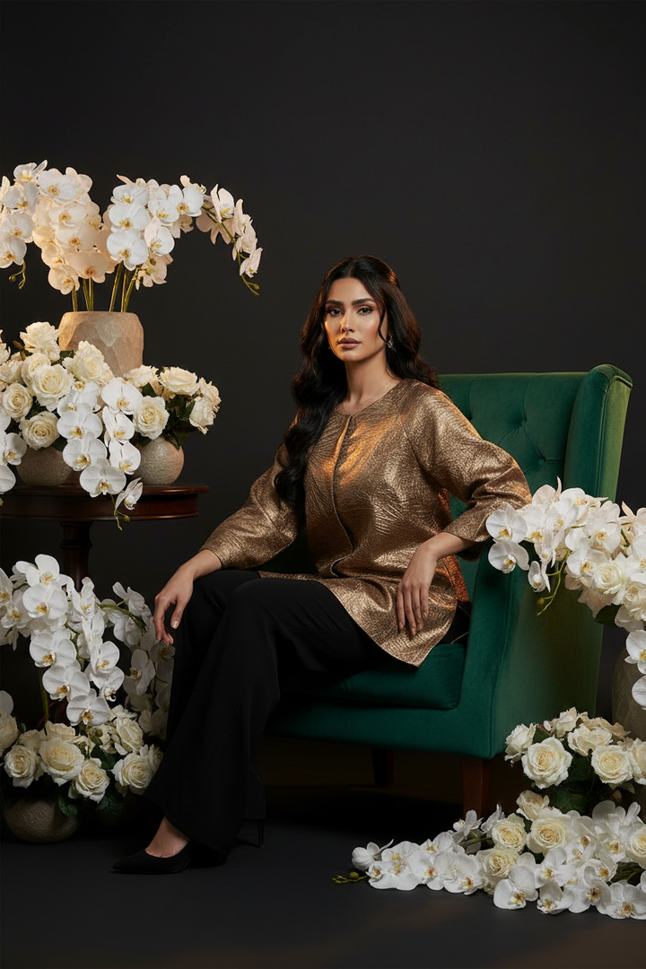 Rose Gold Jacket - Laminated Jacquard