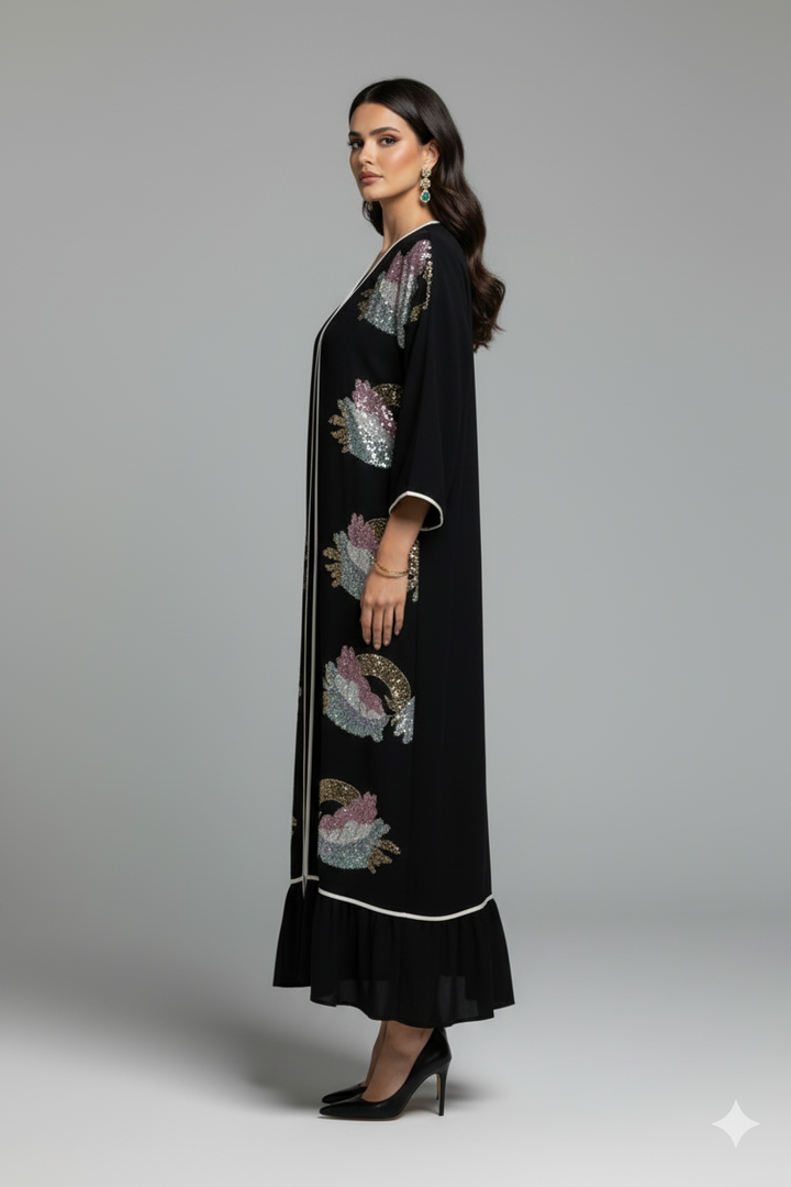Sequined Abaya Side Profile