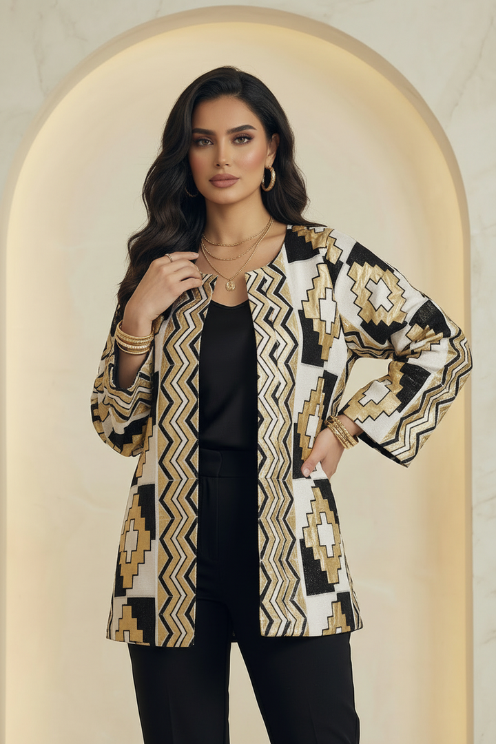 Beige Gold White Embroidered 2-Piece Full Set