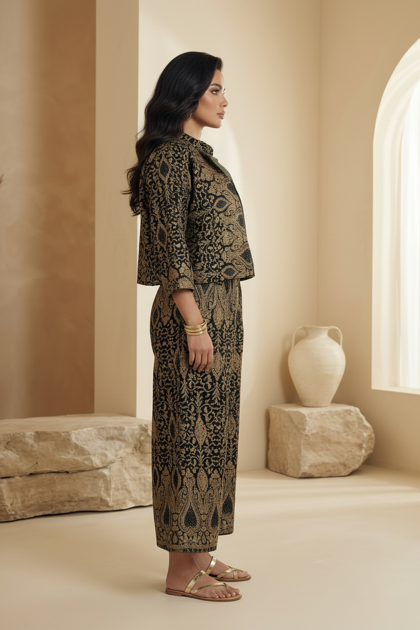 Emerald Green Embroidered Full Set - 2 pcs