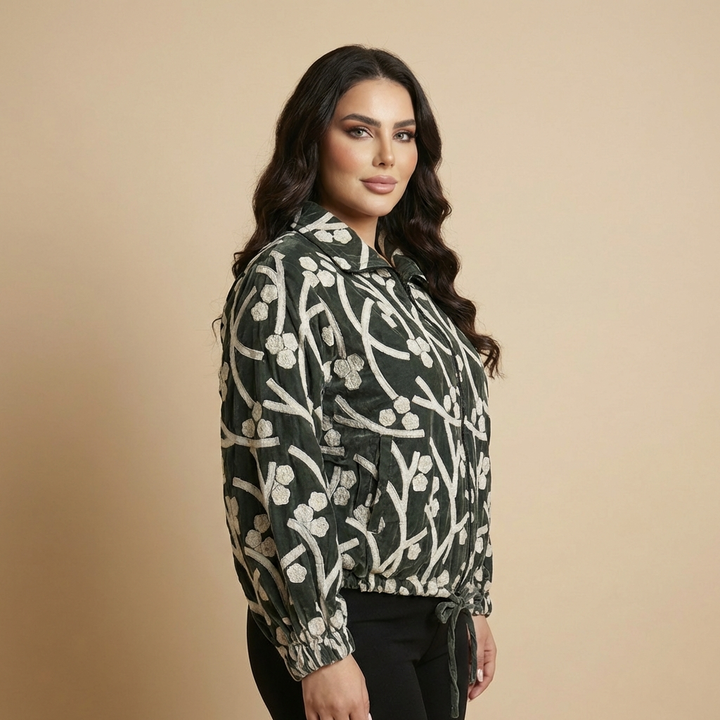 Emerald Velvet Embroidered Jacket