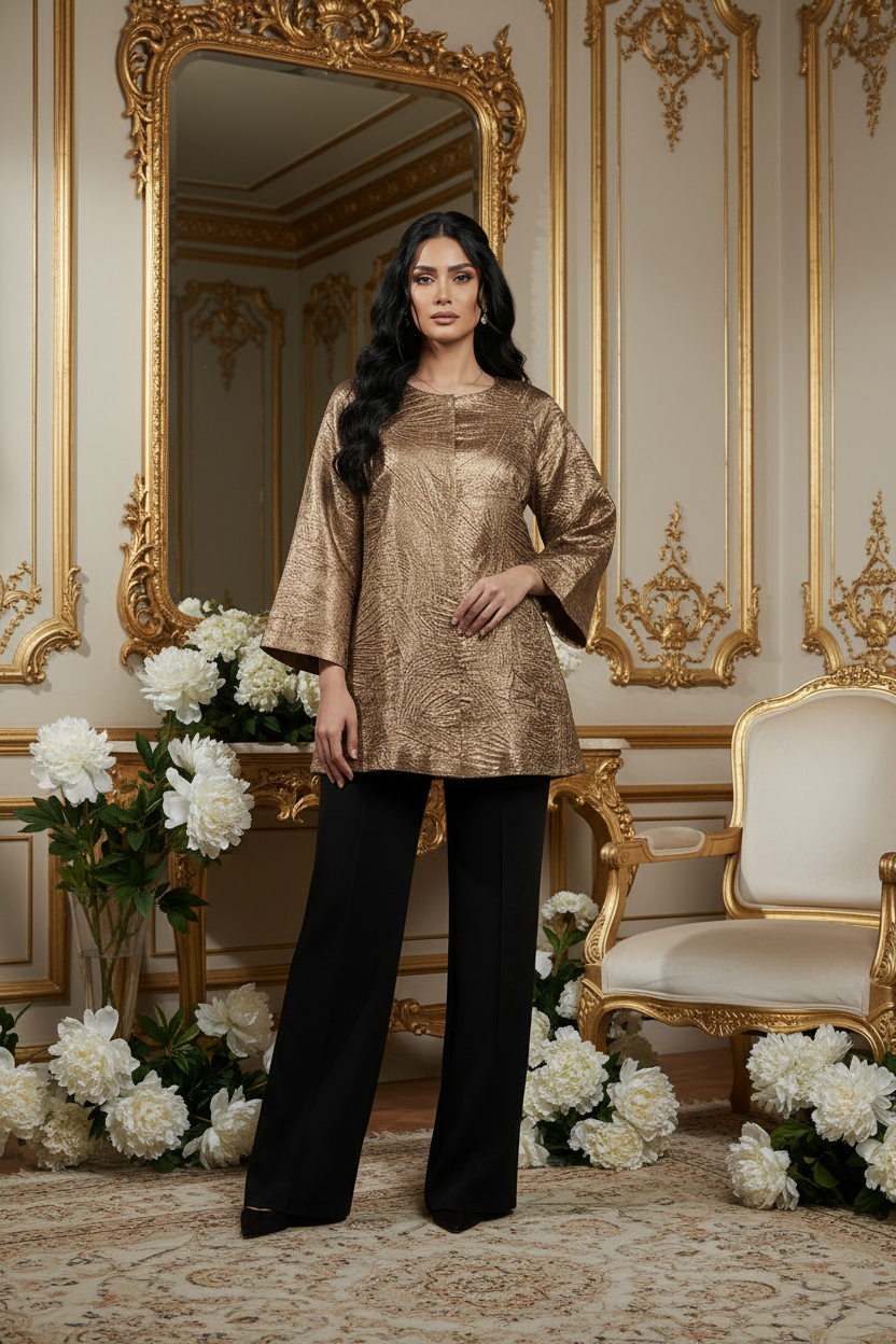 Rose Gold Jacket - Laminated Jacquard